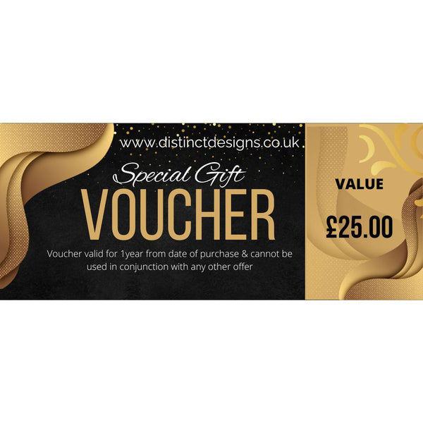 Gift Vouchers for our Houseware Store. Buy & receive a min extra of 10% value-£25-Distinct Designs (London) Ltd