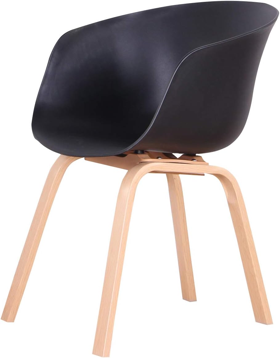 4 x Classic Mid-Century Design Retro Style Dining Office Chair in durable Black PP Plastic with Arms-4 Units-Distinct Designs (London) Ltd