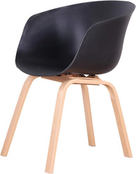 4 x Classic Mid-Century Design Retro Style Dining Office Chair in durable Black PP Plastic with Arms-4 Units-Distinct Designs (London) Ltd