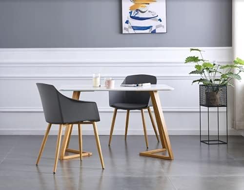 Classic Mid-Century Design Retro Style Dining Office Chair in durable Grey PP Plastic with Arms-Distinct Designs (London) Ltd