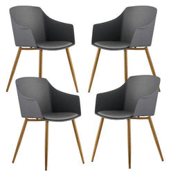 Classic Mid-Century Design Retro Style Dining Office Chair in durable Grey PP Plastic with Arms-4 units-Distinct Designs (London) Ltd