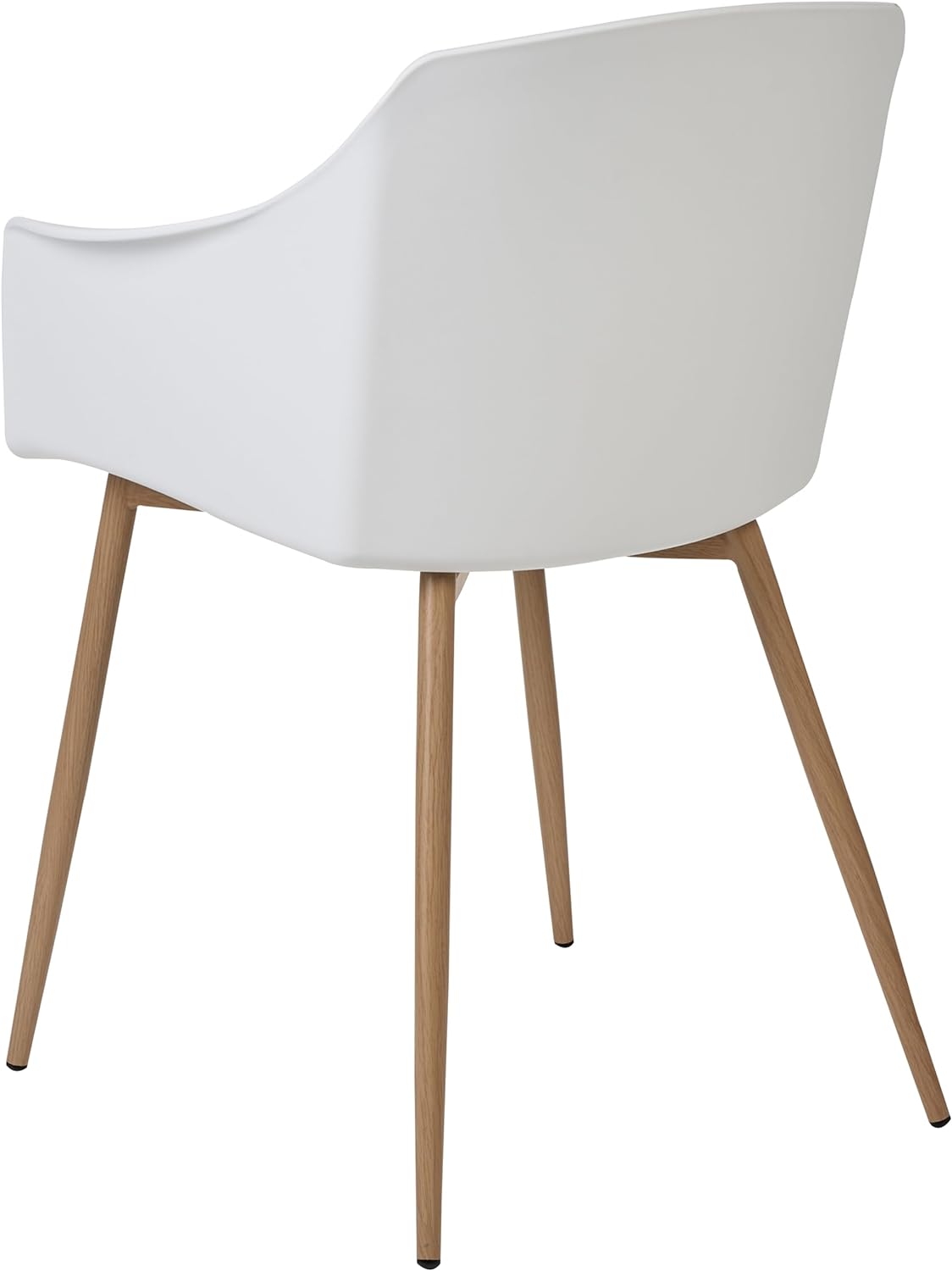 Classic Mid-Century Design Retro Style Dining Office Chair in durable White PP Plastic with Arms-2 Units-Distinct Designs (London) Ltd