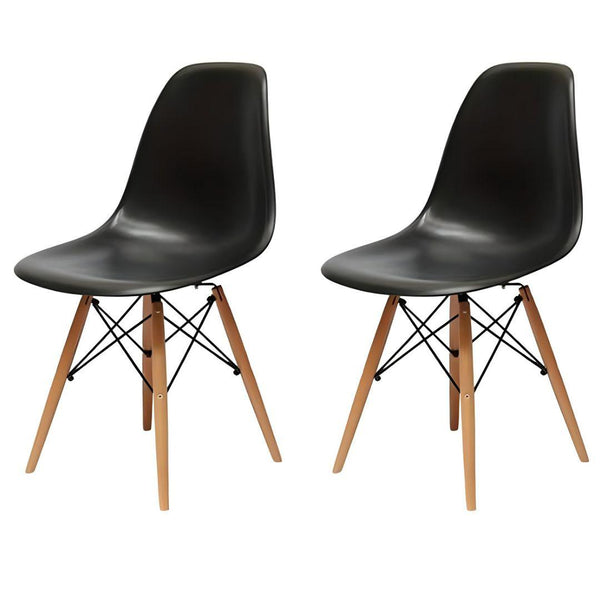 Distinct Designs Classic Mid-Century Design Dining Office Black Round 60cm Diameter Dining Table with Wooden Legs-Two Chairs-Distinct Designs (London) Ltd
