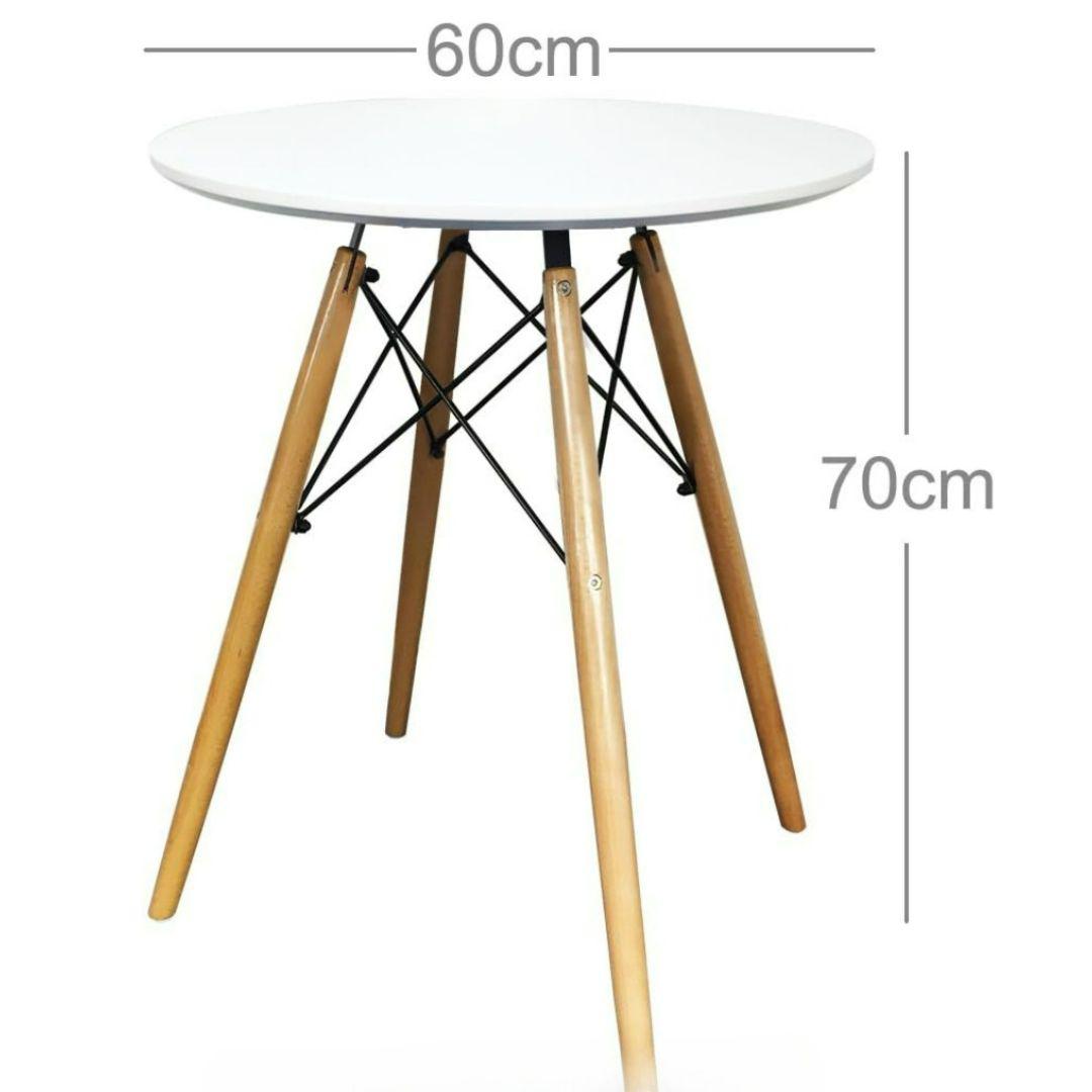 Distinct Designs Classic Mid-Century Design Dining Office White Round 60cm Diameter Dining Table with Wooden Legs-Distinct Designs (London) Ltd