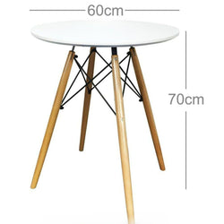 Distinct Designs Classic Mid-Century Design Dining Office White Round 60cm Diameter Dining Table with Wooden Legs-Distinct Designs (London) Ltd