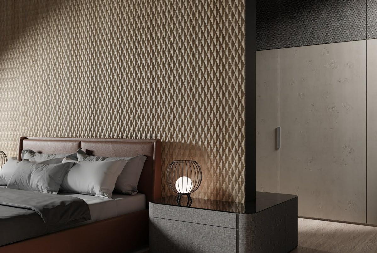 Decorative 3D Textured Feature Wall Panels in Gold Finish with DIAMOND Design Continuous Pattern-Distinct Designs (London) Ltd