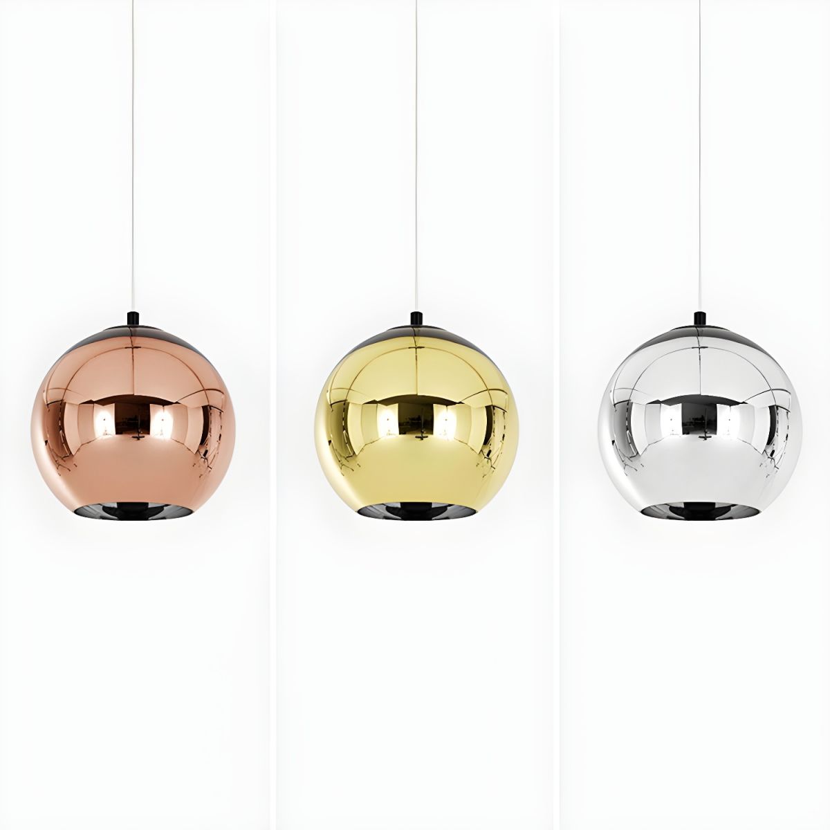 Globe shaped Pendant Ceiling Light Glass Ball Lamp in Gold, Copper or Silver Mirror effect Style-20cm-Gold-Distinct Designs (London) Ltd