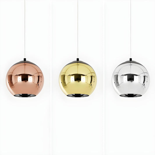 Globe shaped Pendant Ceiling Light Glass Ball Lamp in Gold, Copper or Silver Mirror effect Style-Distinct Designs (London) Ltd
