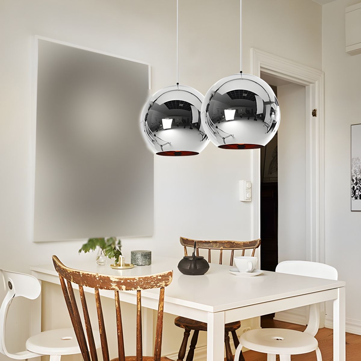 Globe shaped Pendant Ceiling Light Glass Ball Lamp in Gold, Copper or Silver Mirror effect Style-Distinct Designs (London) Ltd
