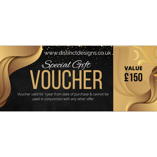 Gift Vouchers for our Houseware Store. Buy & receive a min extra of 10% value-£150-Distinct Designs (London) Ltd