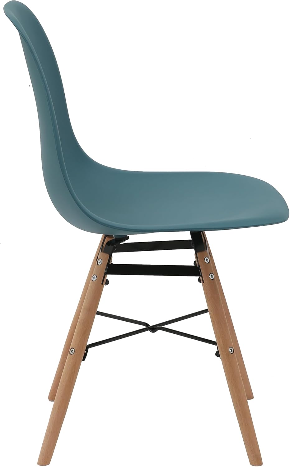 Distinct Classic Mid-Century Design Dining Office Teal Blue Chair with choice of braced Wooden Legs