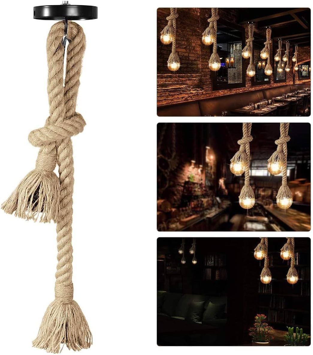Retro 18mm Hemp Rope Pendant Ceiling Lamp Light for Pub,Bar, Hotel,Restaurant, Home Interior-Distinct Designs (London) Ltd
