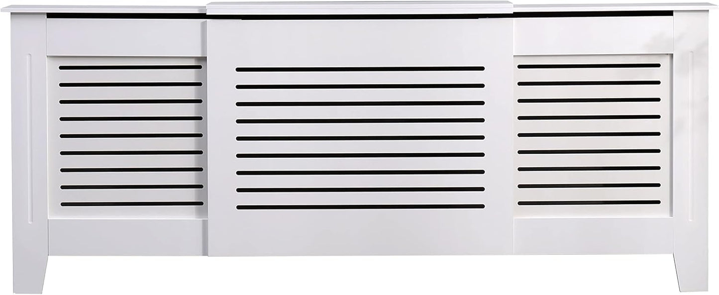 Elegant White Removable Radiator Heater Covers with Classic HORIZONTAL SLATS decorative grille screening panel-Small-RadiatorCoversShop.com