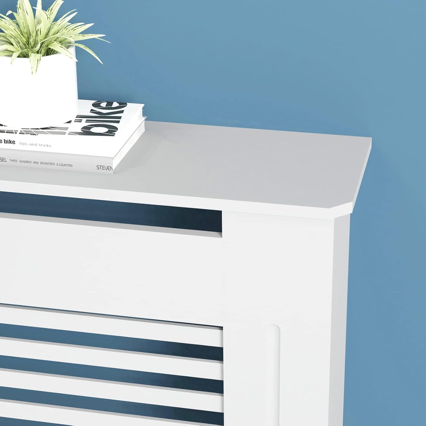 Elegant White Removable Radiator Heater Covers with Classic HORIZONTAL SLATS decorative grille screening panel-Small-RadiatorCoversShop.com
