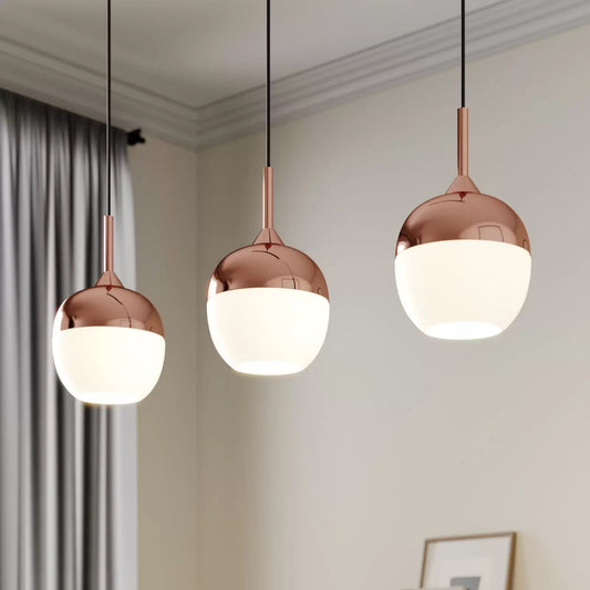 Glass Chandelier Style Pendant Ceiling 3-Lights Glass Ball Lamp in Copper White-Copper-Distinct Designs (London) Ltd