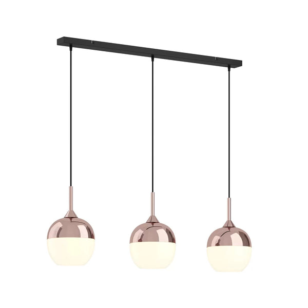 Glass Chandelier Style Pendant Ceiling 3-Lights Glass Ball Lamp in Copper White-Copper-Distinct Designs (London) Ltd