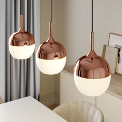 Glass Chandelier Style Pendant Ceiling 3-Lights Glass Ball Lamp in Copper White-Copper-Distinct Designs (London) Ltd