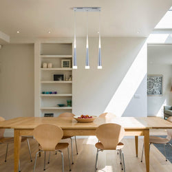 Modern Glass & Metal Pendant LED Light suspended ceiling 3 Hanglamps with slim 45cm long cone design-Distinct Designs (London) Ltd
