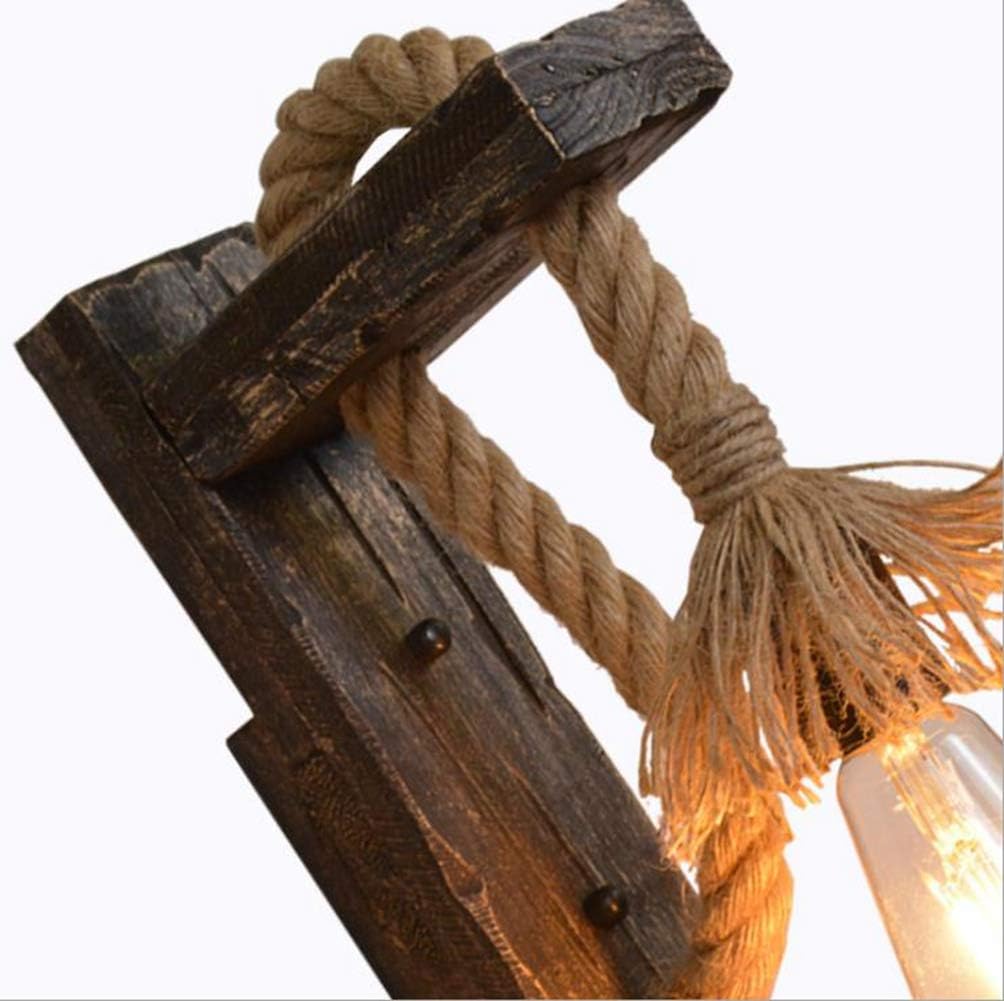 Nautical 18mm Hemp Rope Wall Light with rustic Wooden holder for Pub Bar or Industrial Home Decor-Distinct Designs (London) Ltd