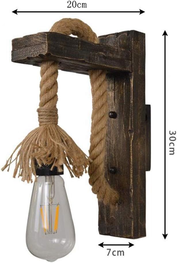Nautical 18mm Hemp Rope Wall Light with rustic Wooden holder for Pub Bar or Industrial Home Decor-Distinct Designs (London) Ltd