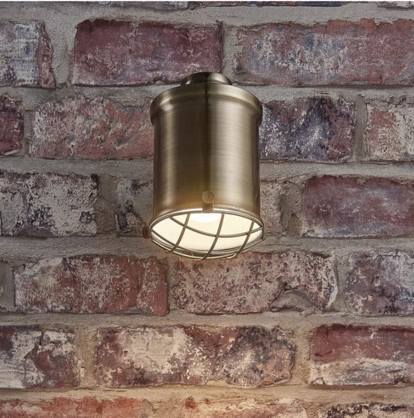 Nautical Design Metal Copper Effect Tilt Wall LED Spotlight Bronzed Tube Cage Lens with on/off switch-Distinct Designs (London) Ltd