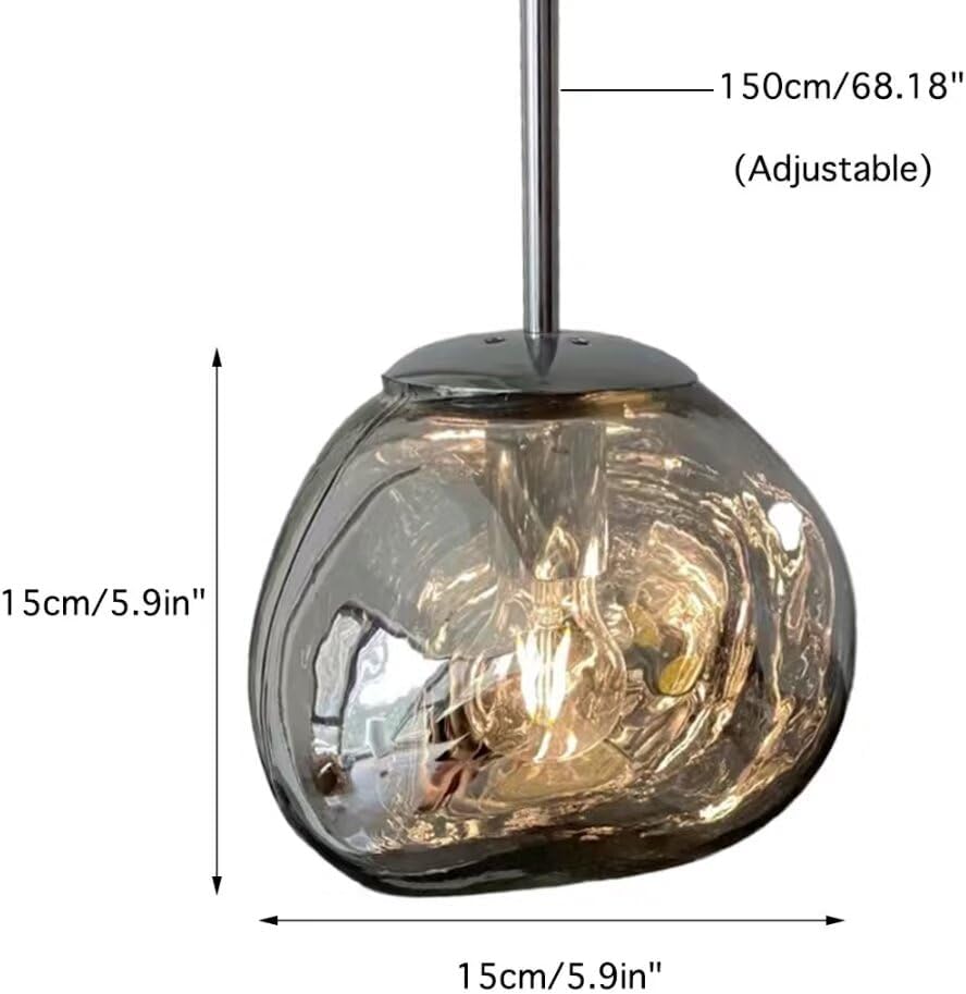 Postmodern Crystal Glass Chandelier Pendant LED Light in Irregular Melt Design-15cm-Silver-Distinct Designs (London) Ltd