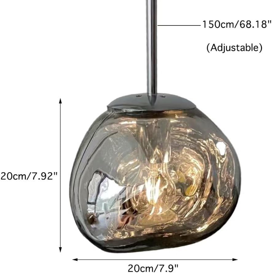 Postmodern Crystal Glass Chandelier Pendant LED Light in Irregular Melt Design-20cm-Silver-Distinct Designs (London) Ltd