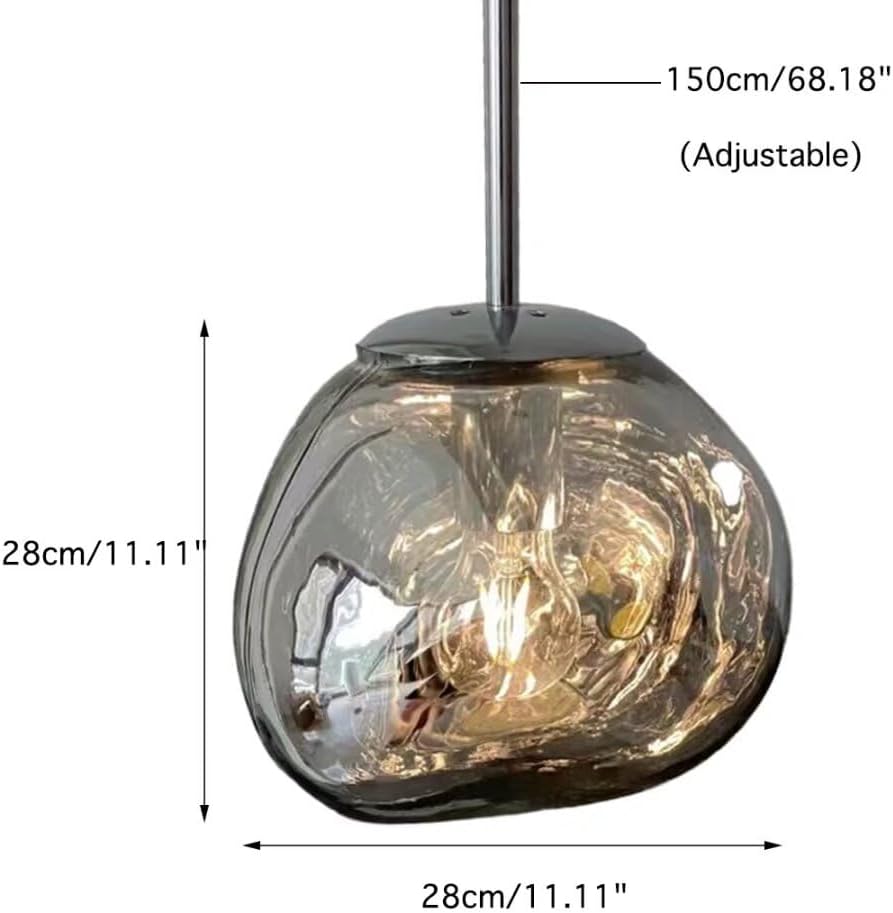 Postmodern Crystal Glass Chandelier Pendant LED Light in Irregular Melt Design-28cm-Silver-Distinct Designs (London) Ltd