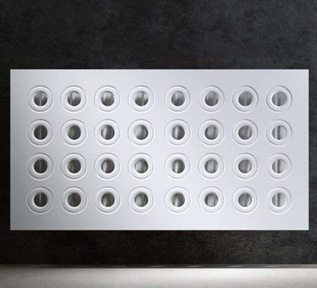 Made to Measure Radiator Heater Cover with Contemporary RINGS Design SATIN MATT Finish-White-70x70cm-Distinct Designs (London) Ltd