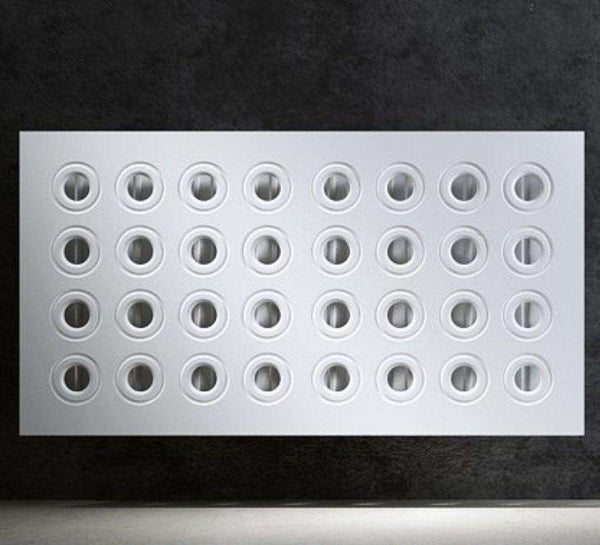 Made to Measure Radiator Heater Cover with Contemporary RINGS Design SATIN MATT Finish-White-70x70cm-Distinct Designs (London) Ltd