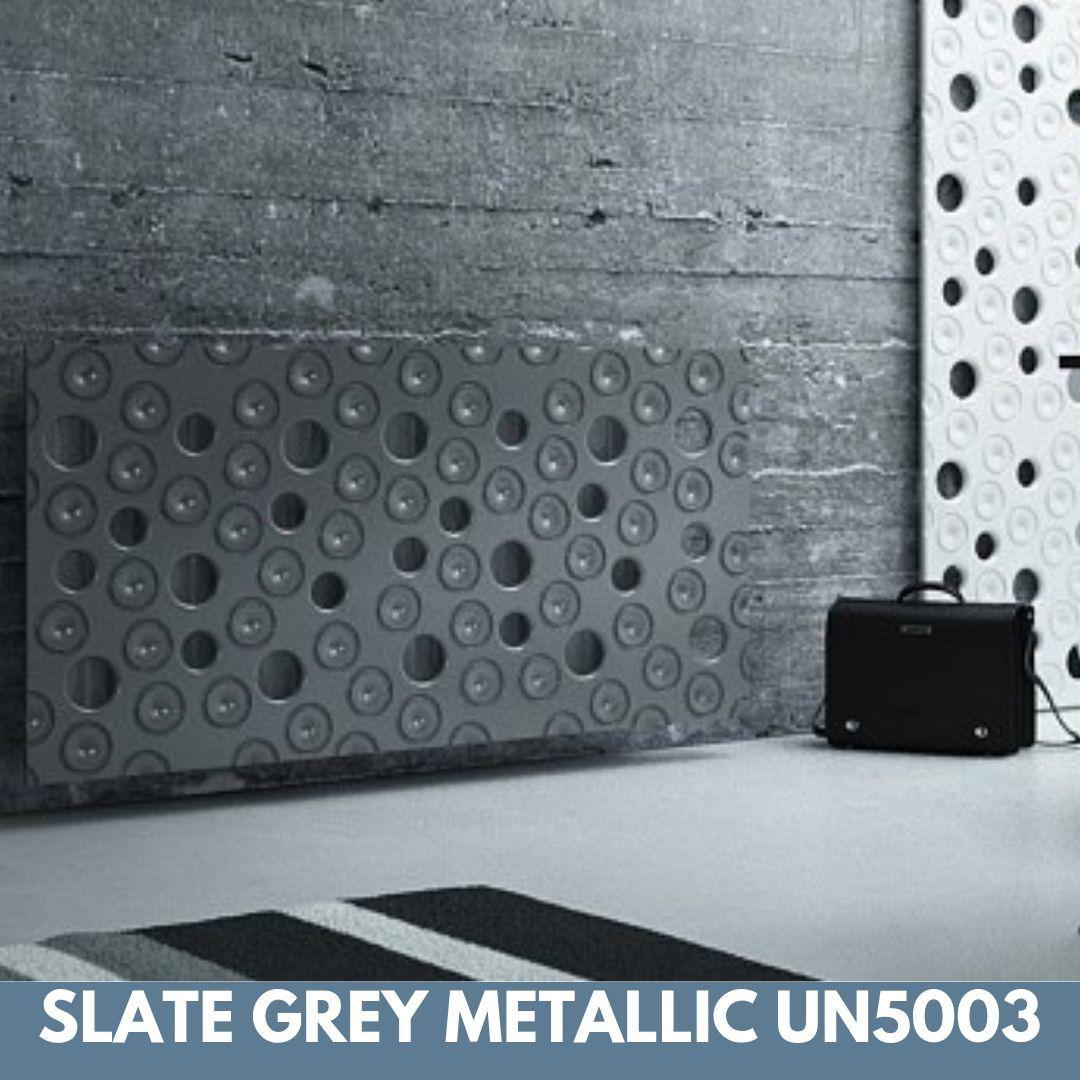 Custom-Made Removable Radiator Heater Cover ultramodern MOON Design in SATIN MATT Finish & Colours-Slate Grey-70x70cm-Distinct Designs (London) Ltd