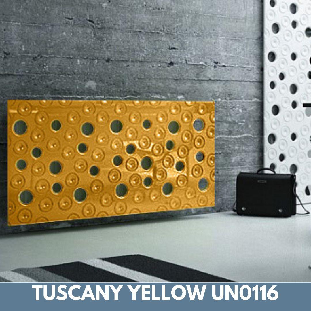 Custom-Made Removable Radiator Heater Cover ultramodern MOON Design in SATIN MATT Finish & Colours-Tuscany Yellow-70x70cm-Distinct Designs (London) Ltd