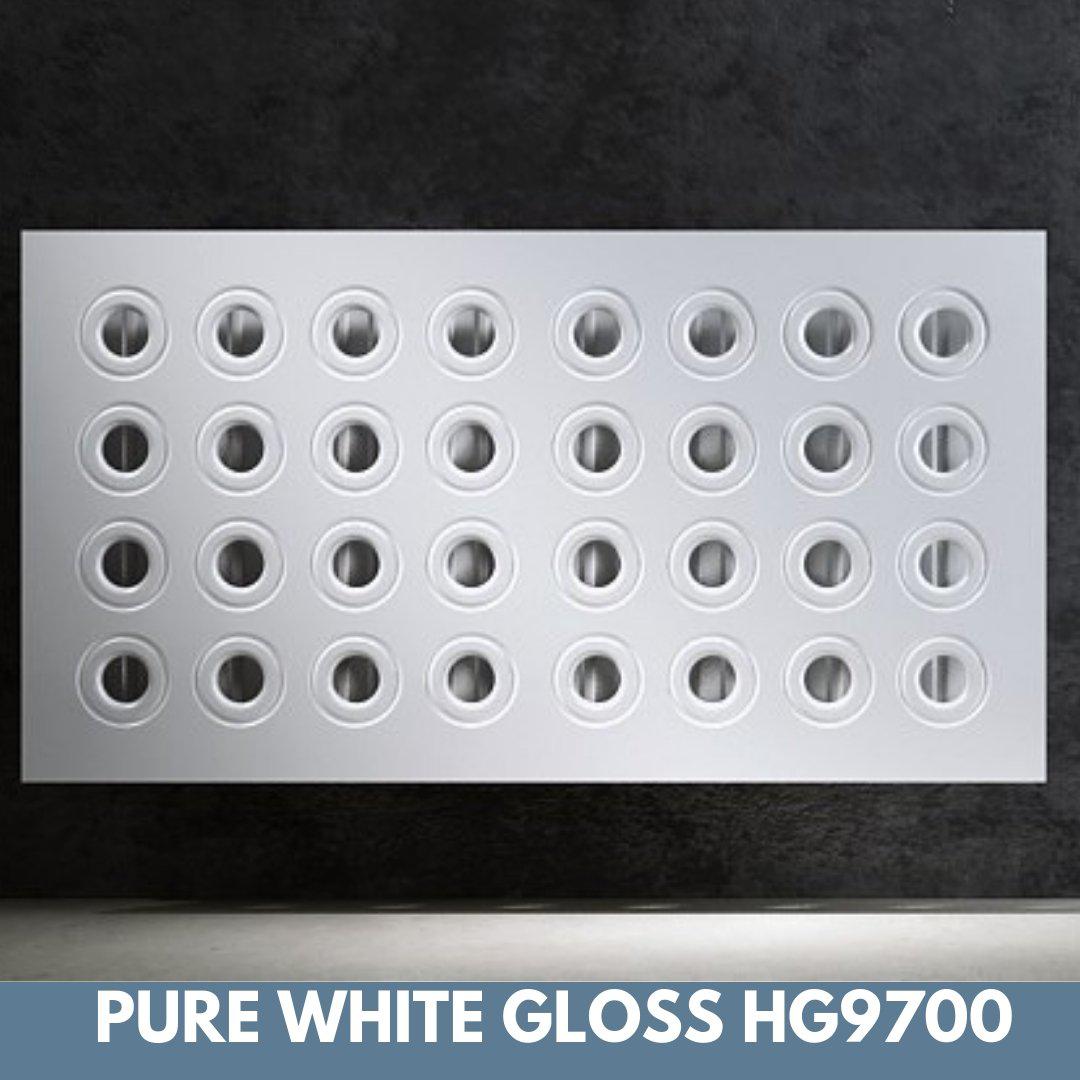 Modern Removable Radiator Heater Cover with Contemporary RINGS Design in GLOSS Finish & Colours-White Gloss-70x70cm-Distinct Designs (London) Ltd