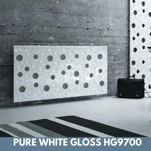 Custom-Made Removable Radiator Heater Cover with ultramodern MOON Design HIGH GLOSS Finish & Colours-White Gloss-70x70cm-Distinct Designs (London) Ltd