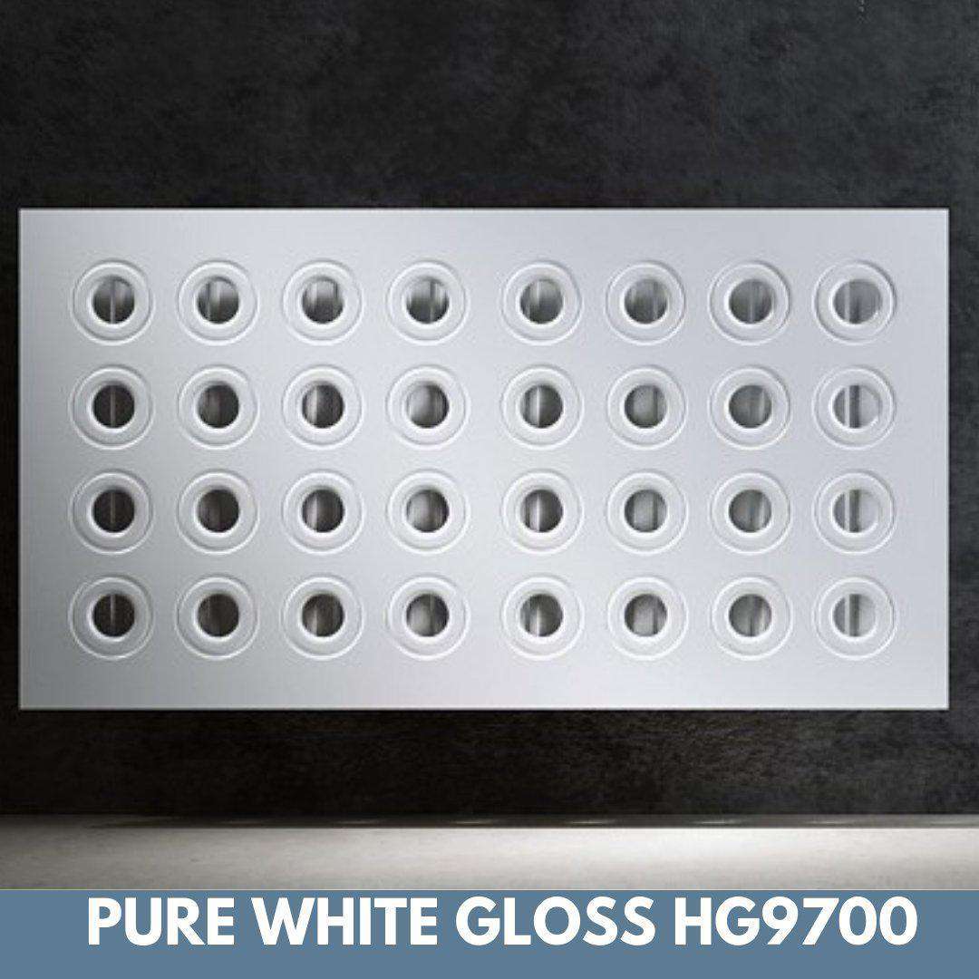 Made toMeasure Radiator Heater Cover RINGS Design WHITE 70 80 90 100 110 120 130 140 150 160 170 180-Distinct Designs (London) Ltd