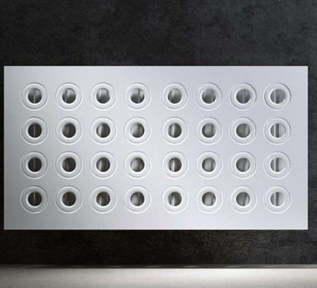Made to Measure Radiator Heater Cover with Contemporary RINGS Design HIGH GLOSS Finish-White Gloss-70x70cm-Distinct Designs (London) Ltd