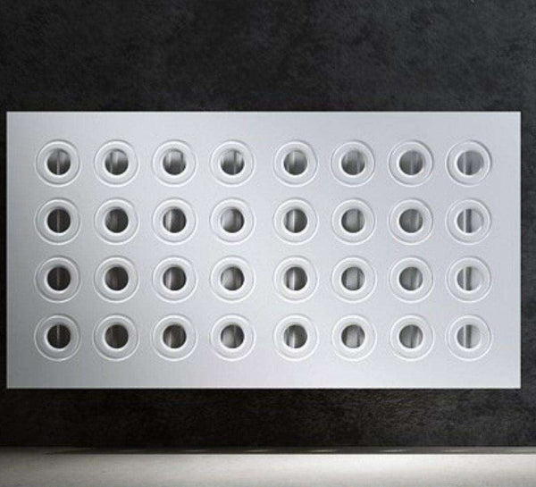 Made to Measure Radiator Heater Cover with Contemporary RINGS Design HIGH GLOSS Finish-White Gloss-70x70cm-Distinct Designs (London) Ltd