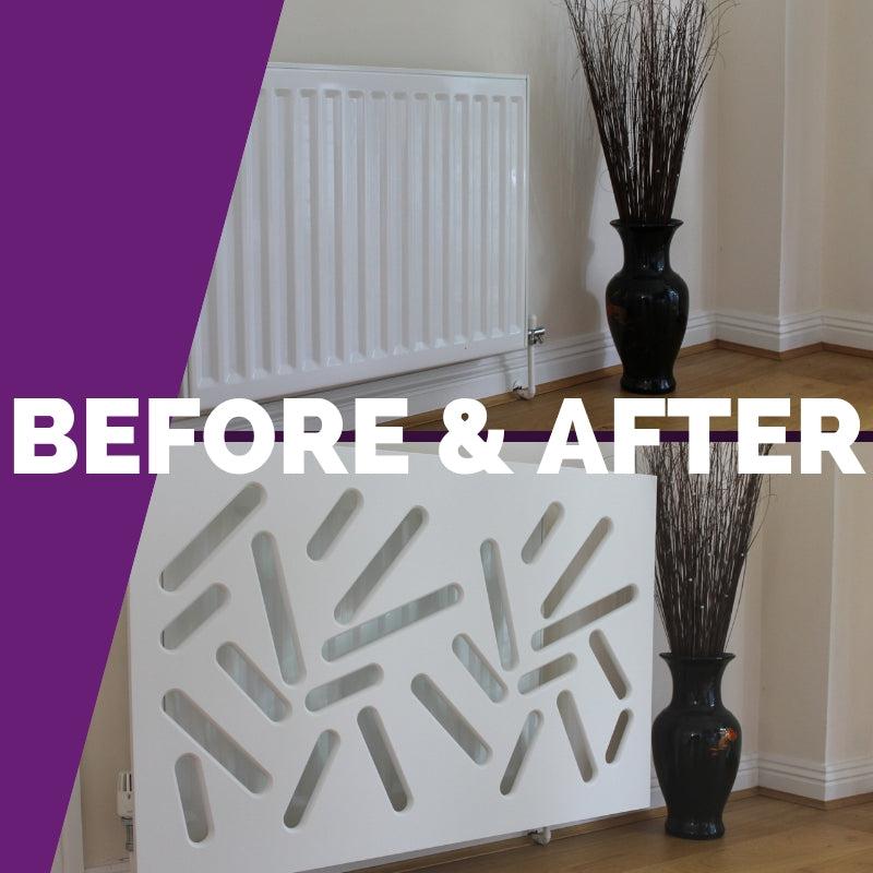 Modern Removable Radiator Cover Subtle STICKS WHITE 70 80 90 100 110 120 130 140 150 160 170 & 180cm-Distinct Designs (London) Ltd