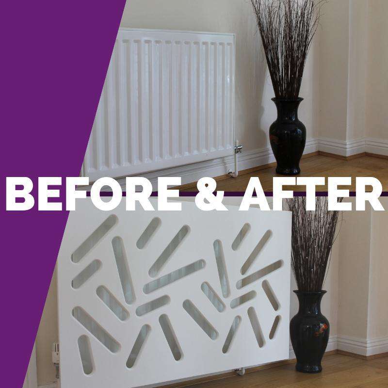 Modern Radiator Heater Cover STICKS Design White in 70 80 90 100 110 120 130 140 150 160 170 180cm-Distinct Designs (London) Ltd