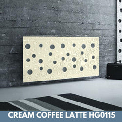 Custom-Made Removable Radiator Heater Cover with ultramodern MOON Design HIGH GLOSS Finish & Colours-Coffee Latte-70x70cm-Distinct Designs (London) Ltd