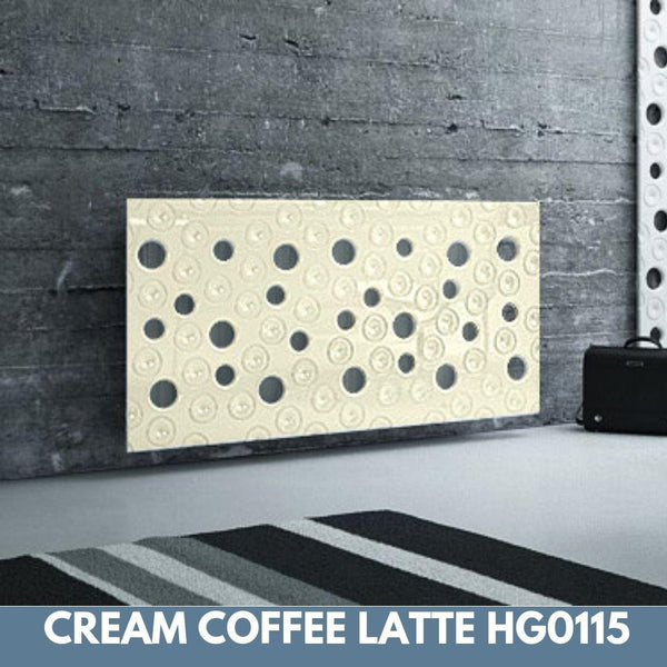 Custom-Made Removable Radiator Heater Cover with ultramodern MOON Design HIGH GLOSS Finish & Colours-Coffee Latte-70x70cm-Distinct Designs (London) Ltd