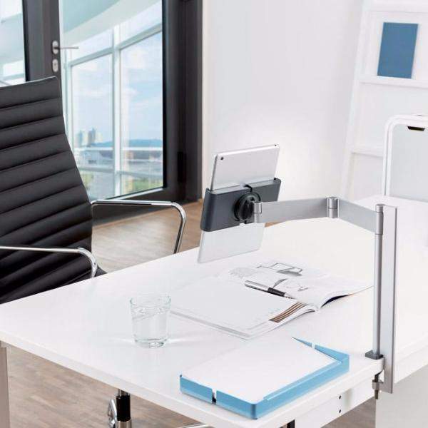 Premium Quality Aluminium Desk Worktop Clamp with Extendable Arm & 360° Rotatable 7-13"Tablet Holder-Distinct Designs (London) Ltd