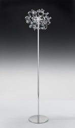 Abstract Glass Ribbon Circular Floor Standing Light with 3 Centre Cluster Lamps 40cm diameter-Chrome-Clear-Distinct Designs (London) Ltd