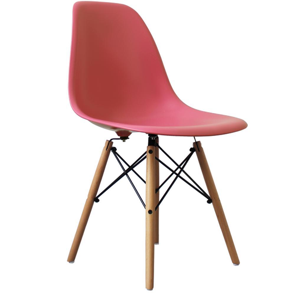 Distinct Classic Mid-Century Design Dining Office Rose Pink Chair with choice of braced Wooden Legs-Distinct Designs (London) Ltd