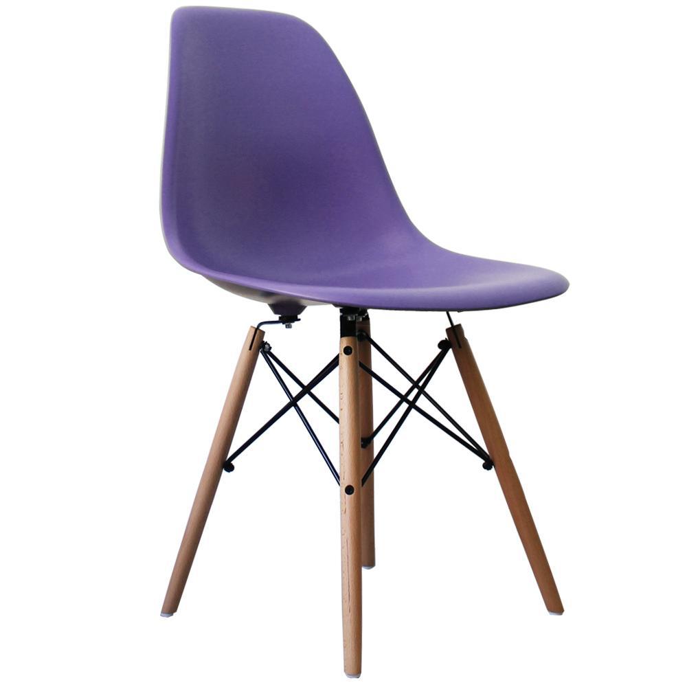 Distinct Classic Mid-Century Design Dining Office Iris Purple Chair with choice of braced Wooden Leg-Distinct Designs (London) Ltd