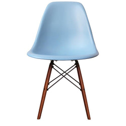 Distinct Classic Mid-Century Design Dining Office Sky Blue Chair with choice of braced Wooden Legs-Walnut-Distinct Designs (London) Ltd