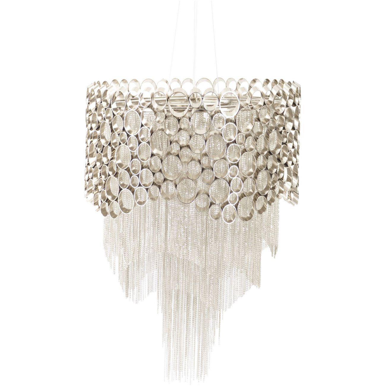 Blakemore Glam Circular Nickel Chandelier Pendant Light Hanging Ceiling Lamp Fixture 58cm drop E27x5-58.5cm drop-Distinct Designs (London) Ltd