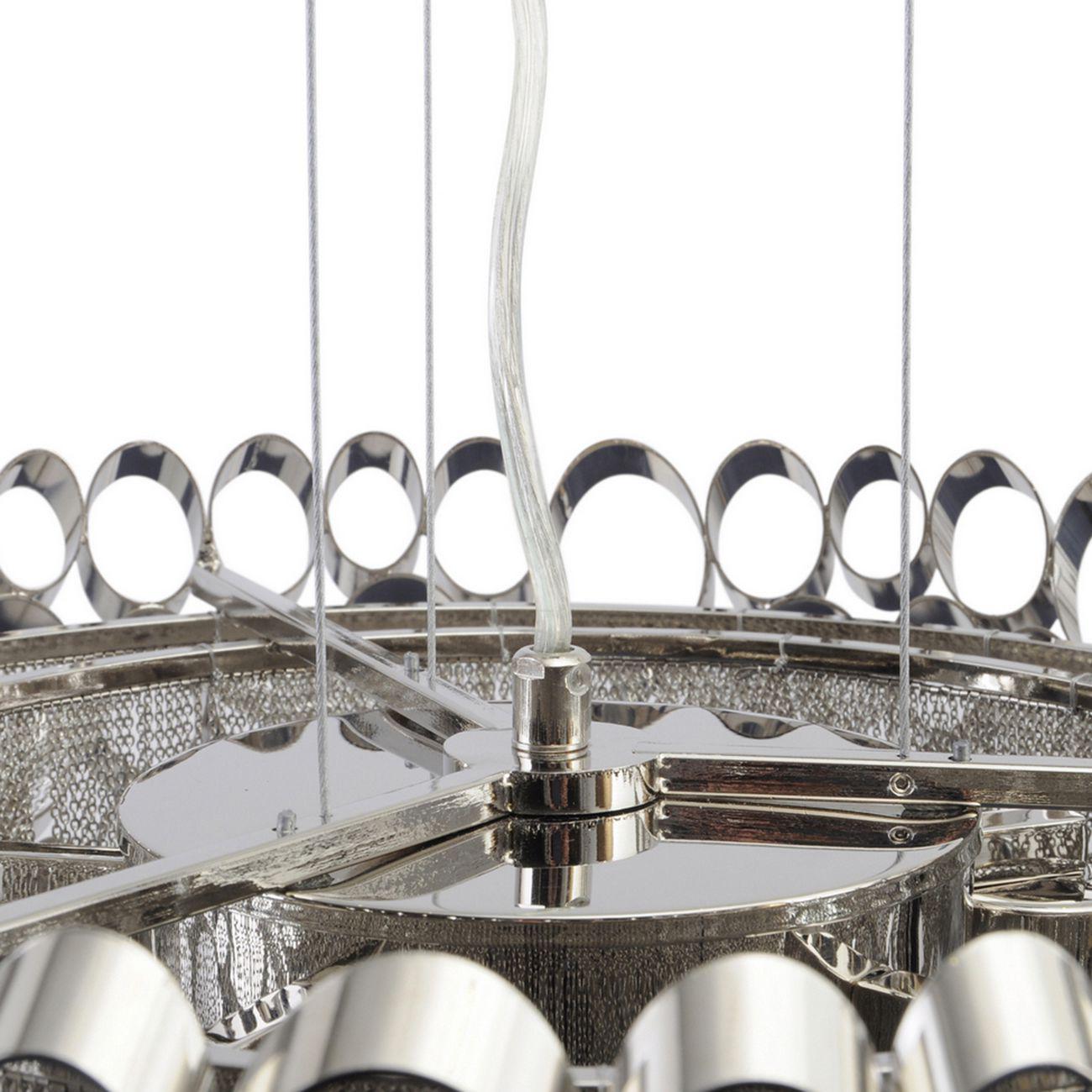 Blakemore Glam Circular Nickel Chandelier Pendant Light Hanging Ceiling Lamp Fixture 58cm drop E27x5-58.5cm drop-Distinct Designs (London) Ltd