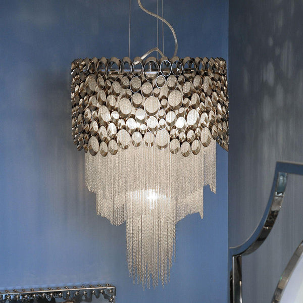 Blakemore Glam Circular Nickel Chandelier Pendant Light Hanging Ceiling Lamp Fixture 58cm drop E27x5-58.5cm drop-Distinct Designs (London) Ltd