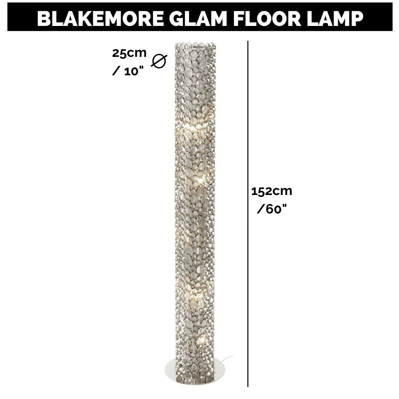 Blakemore Glam Circular Nickel Floor Lamp Standing Mood Light 25cm diameter 152cm high Torchiere G9-16x16x32cm (W x D x H)-Distinct Designs (London) Ltd